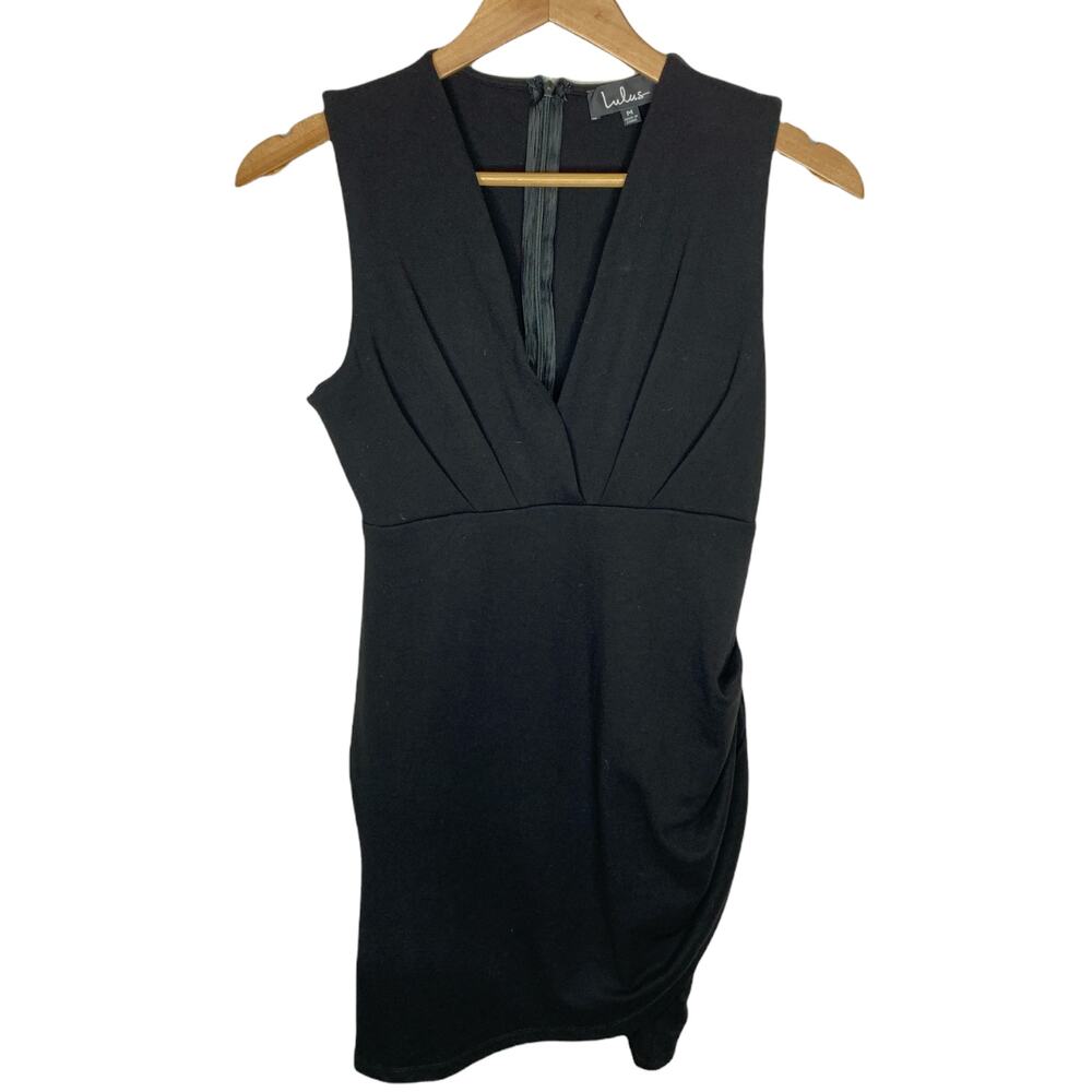 Lulus Black V-Neck Cocktail Little Black Dress Size Medium Asymmetrical
